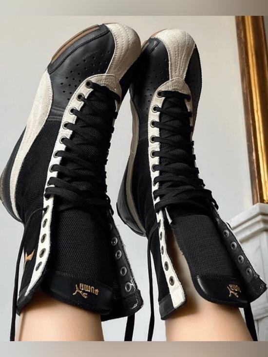 Puma Other - Vintage Puma Schattenboxen Boxing Boots Black and Cream High-Top Sneakers 11/12